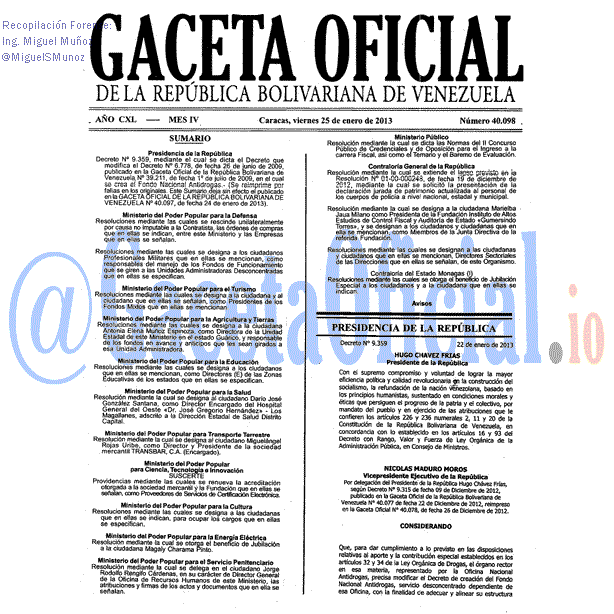 Gaceta Oficial 40098 del 25 Enero 2012