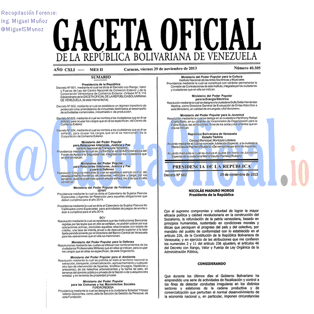 Gaceta Oficial 40305 del 29 noviembre 2013
