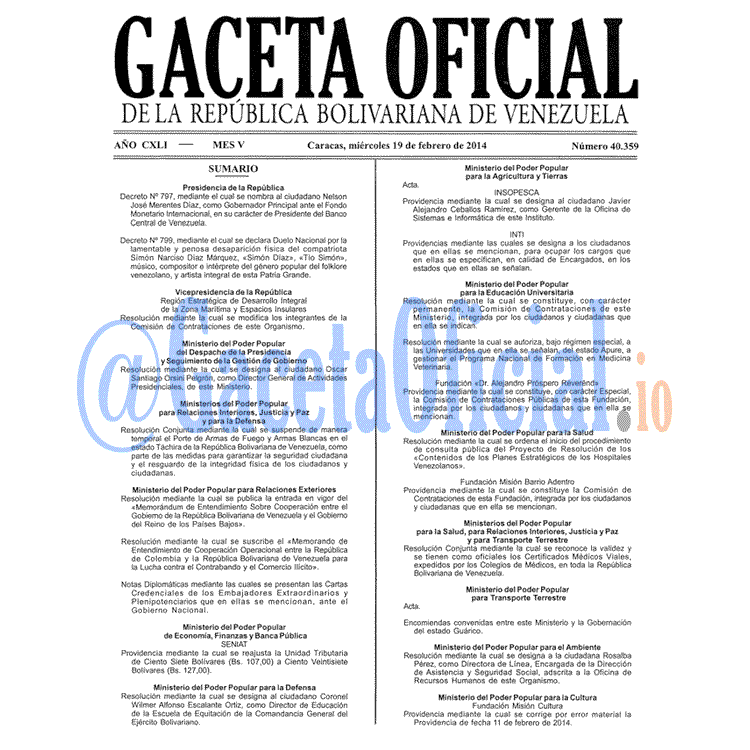 Gaceta Oficial, Gaceta 40359, Gaceta 40359 HD, Gaceta #40359, Gaceta Oficial Venezuela #40359