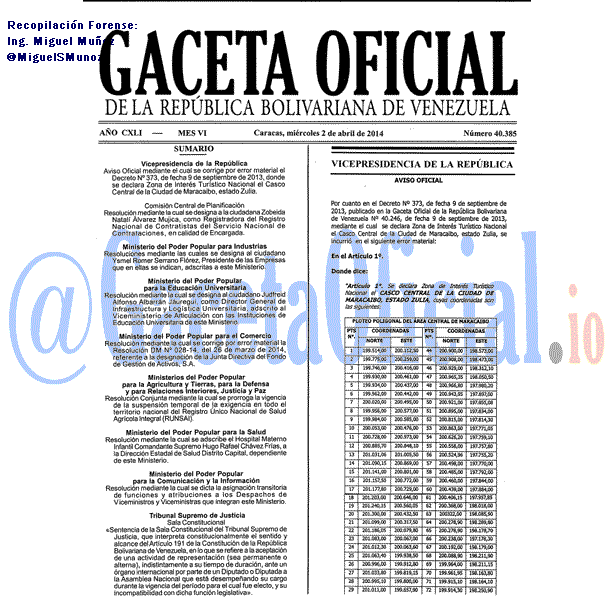 Gaceta Oficial 40385 del 2 Abril 2014