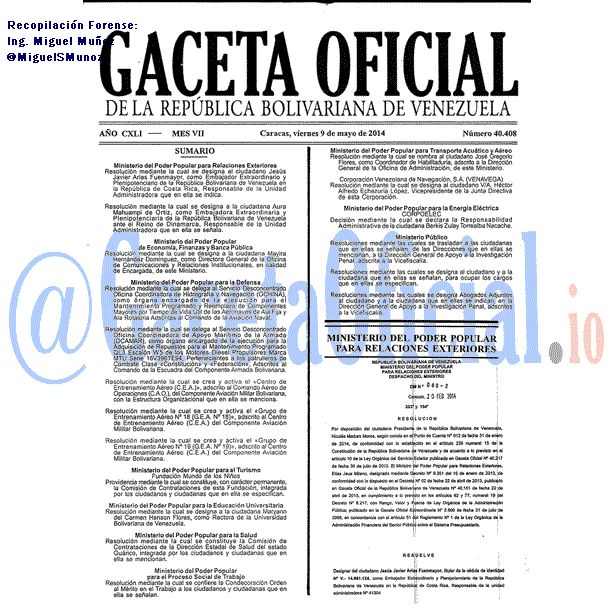 Gaceta Oficial 40408 del 8 Mayo 2014