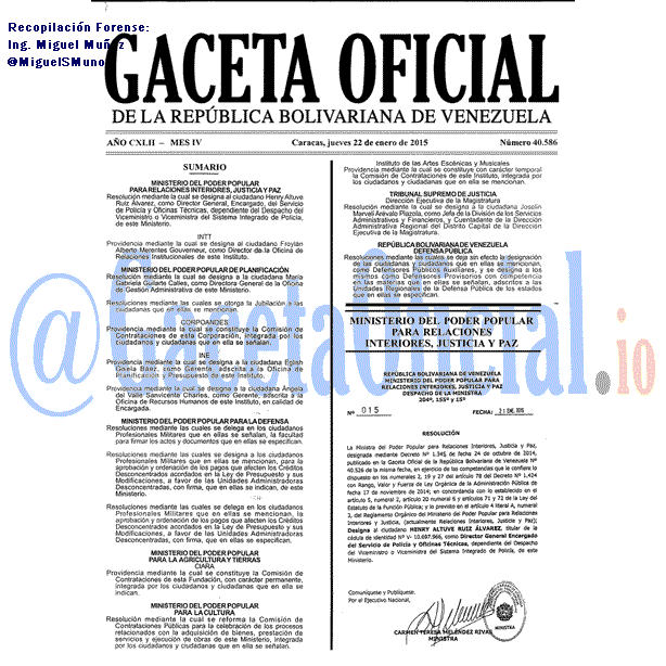 Gaceta Oficial 40586 del 22 Enero 2015