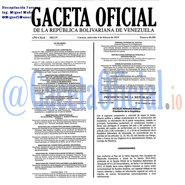Gaceta Oficial 40595 del 4 Febrero 2015