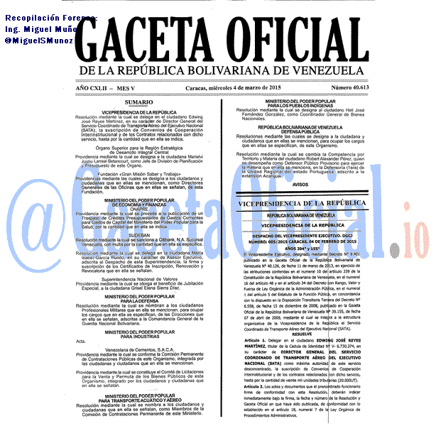 Gaceta Oficial 40613 del 4 marzo 2015