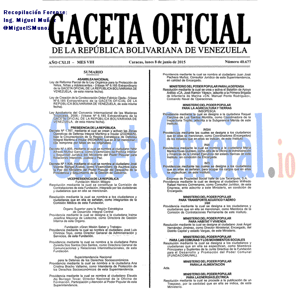 Gaceta Oficial 40677 del 8 junio 2015