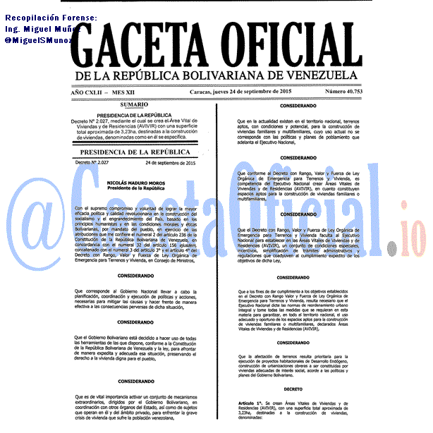 Gaceta Oficial 40753 del 24 septiembre 2015