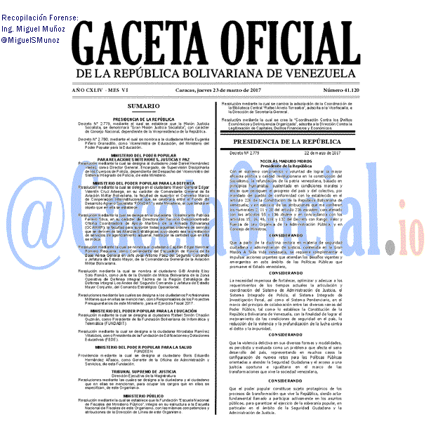 Gaceta Oficial 41120 del 23 marzo 2017