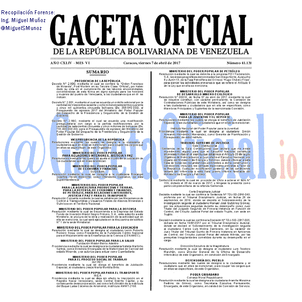 Gaceta Oficial 41131 del 7 abril 2017