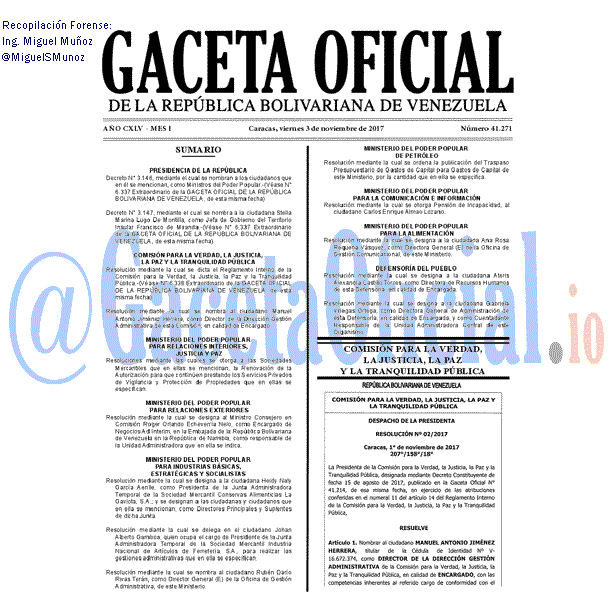 Gaceta Oficial 41271 del 3 noviembre 2017