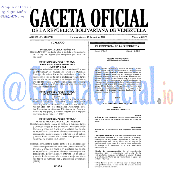 Gaceta Oficial 41377 del 13 abril 2018 Gaceta Oficial 41377 del 13 abril 2018