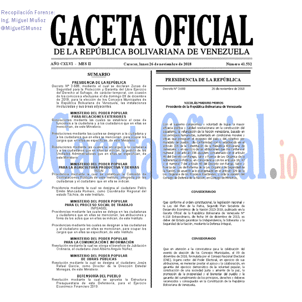 Gaceta Oficial 41532 del 26 Noviembre 2018