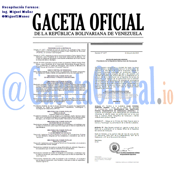 Gaceta Oficial 41660 del 21 Junio 2019 Gaceta Oficial 41660 del 21 Junio 2019