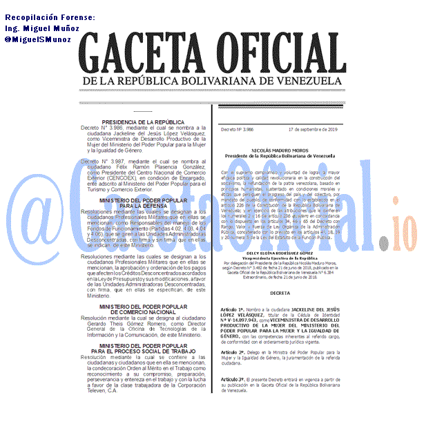 Gaceta Oficial 41718 del 17 septiembre 2019
