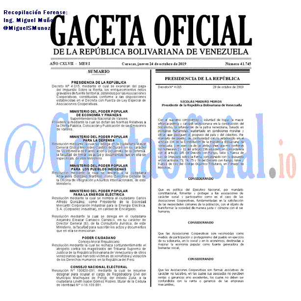 Gaceta Oficial 41745 del 24 octubre 2019