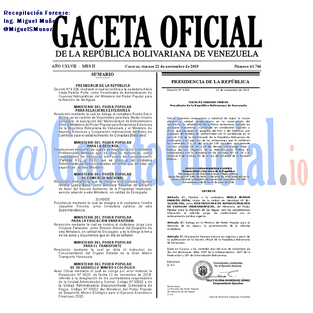 Gaceta Oficial 41766 del 22 Noviembre 2019 Gaceta Oficial 41766 del 22 noviembre 2019