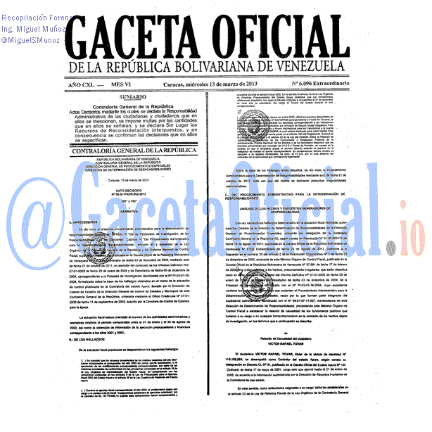 Gaceta Oficial 6096 del 13 Marzo 2013