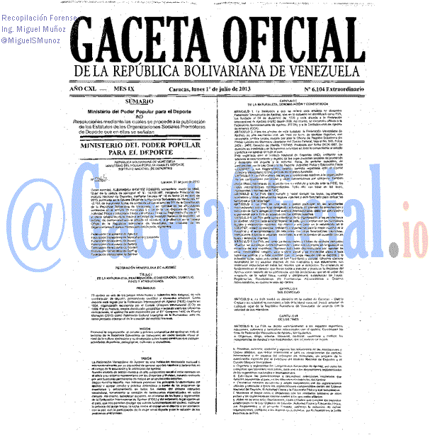 Gaceta Oficial 6104 del 1 Julio 2013