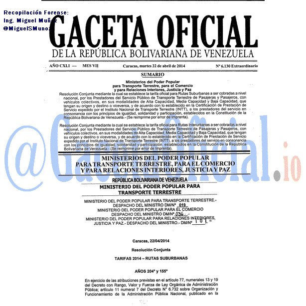 Gaceta Oficial 6130 del 22 Abril 2014
