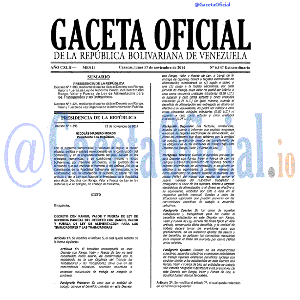 Gaceta Oficial 6147 del 17 Noviembre 2014