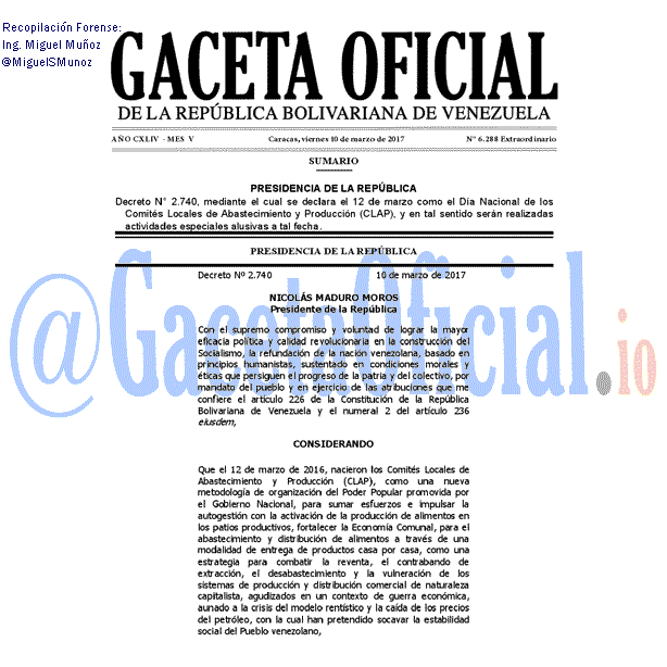 Gaceta Oficial 6288 del 10 marzo 2017