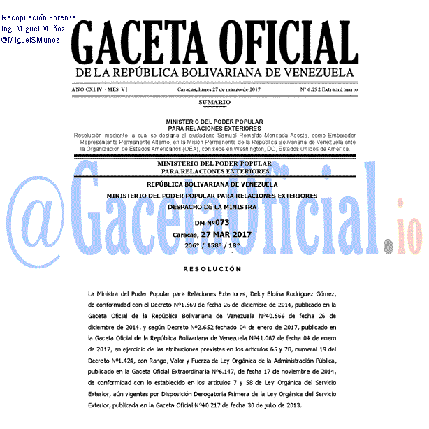 Gaceta Oficial 6292 del 27 marzo 2017 Gaceta Oficial 6292 del 27 marzo 2017