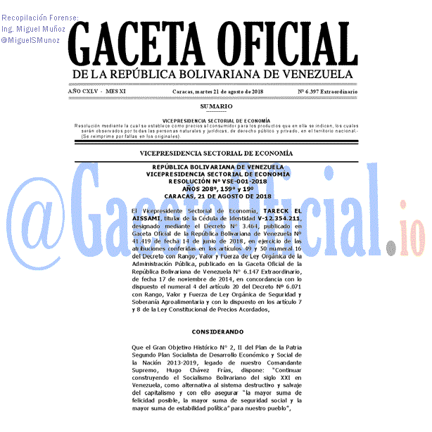 Gaceta Oficial 6397 del 21 Agosto 2018