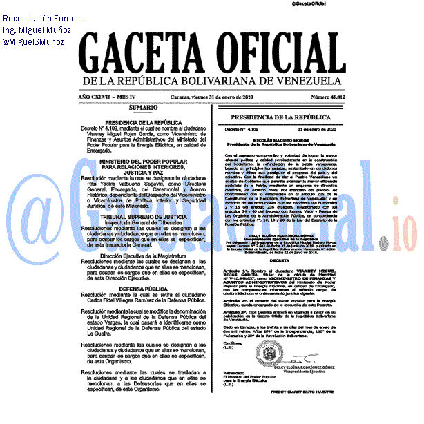 Gaceta Oficial 41812 del 31 Enero 2020