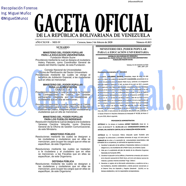 Gaceta Oficial 41813 del 3 febrero 2020