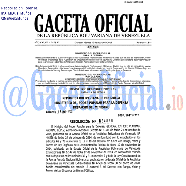 Gaceta Oficial 41844 del 20 abril 2020 Gaceta Oficial 41844 del 20 abril 2020