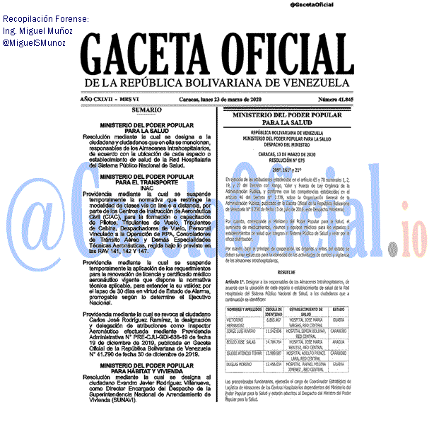 Gaceta Oficial 41845 del 23 abril 2020 Gaceta Oficial 41845 del 23 abril 2020