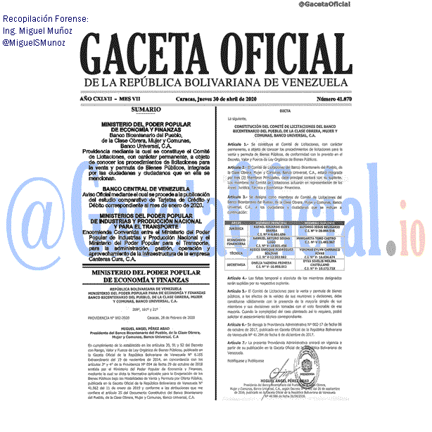 Gaceta Oficial 41870 del 30 abril 2020 Gaceta Oficial 41870 del 30 abril 2020