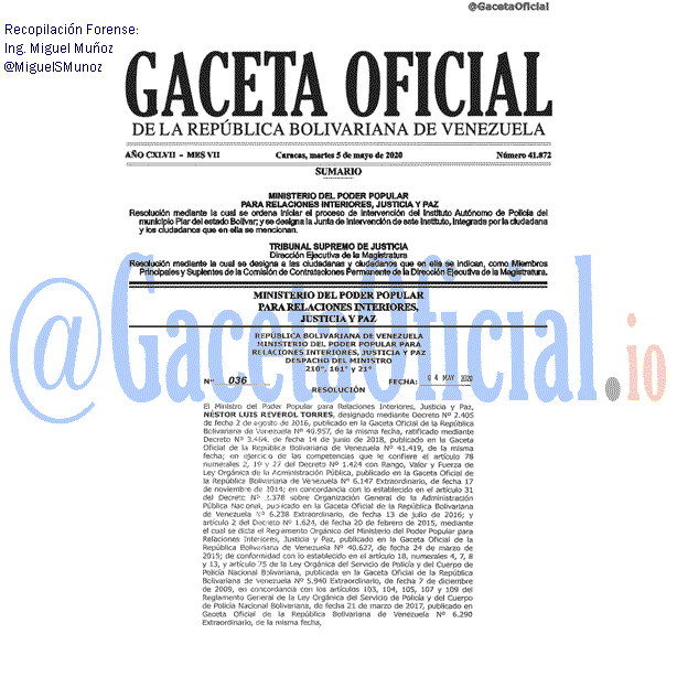 Gaceta Oficial 41872 del 5 mayo 2020