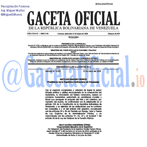 Gaceta Oficial 41878 del 13 mayo 2020