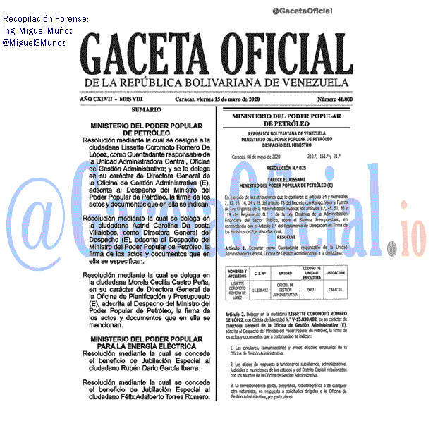 Gaceta Oficial 41880 del 15 mayo 2020