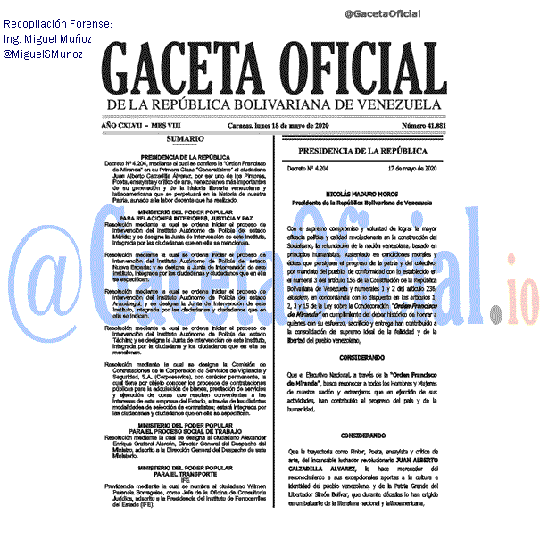 Gaceta Oficial 41881 del 18 mayo 2020