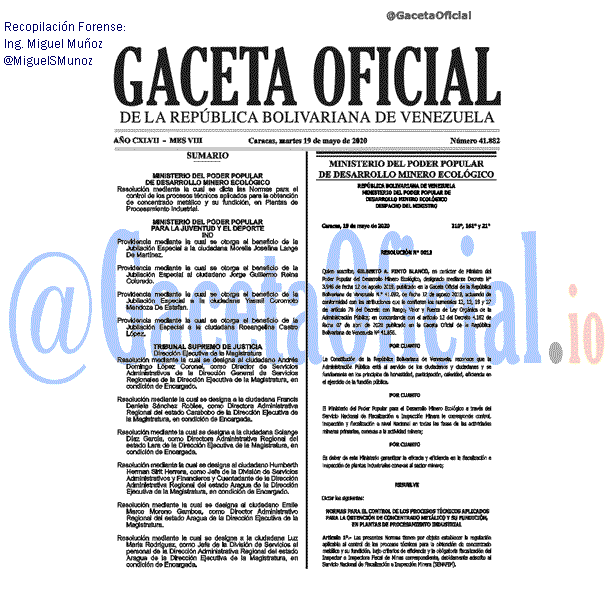 Gaceta Oficial 41882 del 19 mayo 2020