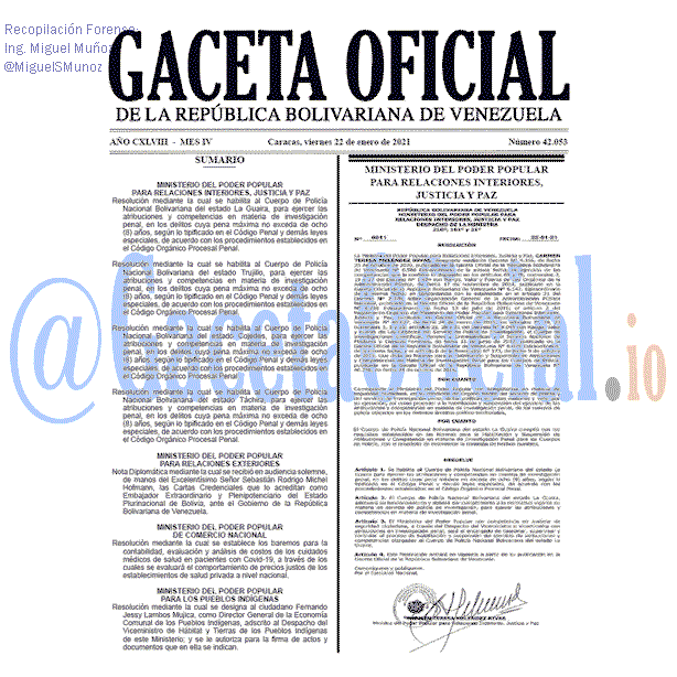 Gaceta Oficial 42053 del 22 enero 2021 Gaceta Oficial 42053 del 22 enero 2021