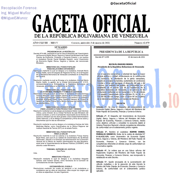 Gaceta Oficial 42079 del 3 marzo 2021