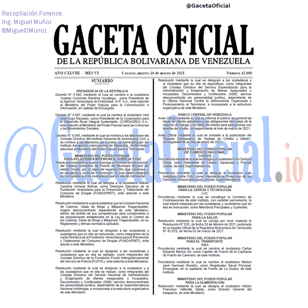 Gaceta Oficial 42088 del 16 marzo 2021