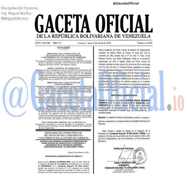Gaceta Oficial 42099 del 5 abril 2021