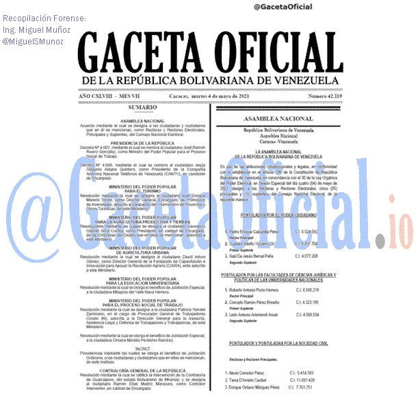 Gaceta Oficial 42119 del 4 mayo 2021