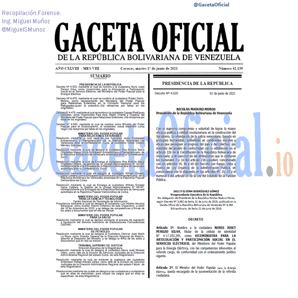 Gaceta Oficial 42139 del 1 junio 2021