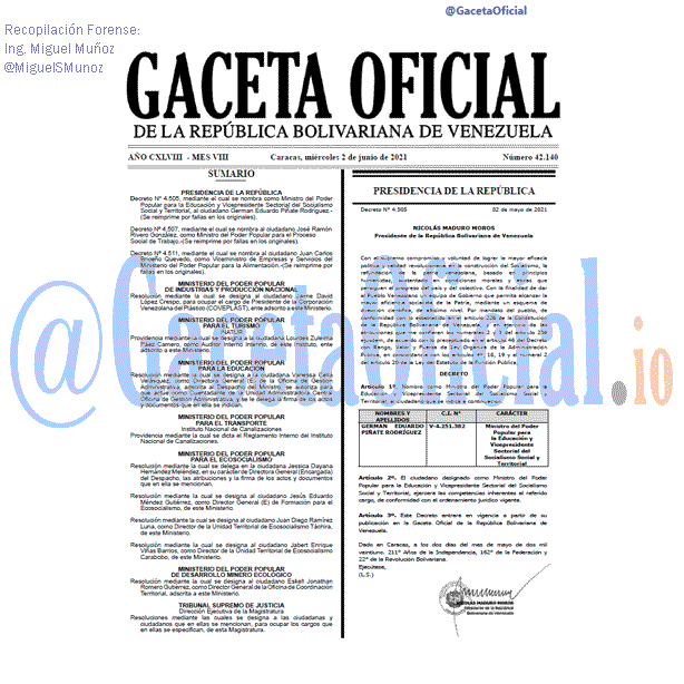 Gaceta Oficial 42140 del 2 junio 2021