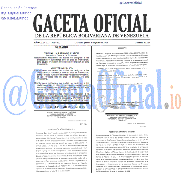 Gaceta Oficial 42164 del 08 julio 2021 Gaceta Oficial 42164 del 08 julio 2021