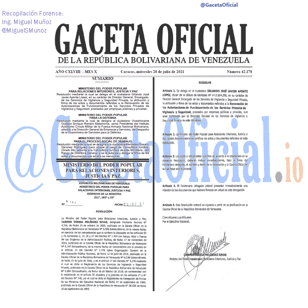 Gaceta Oficial 42178 del 28 julio 2021