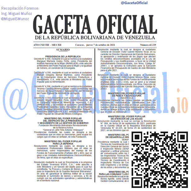 Gaceta Oficial 42229 del 7 octubre 2021