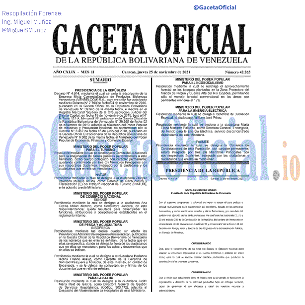 Gaceta Oficial 42263 del 25 noviembre 2021 Gaceta Oficial 42263 del 25 noviembre 2021