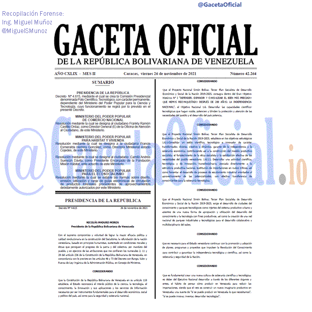 Gaceta Oficial 42264 del 26 noviembre 2021