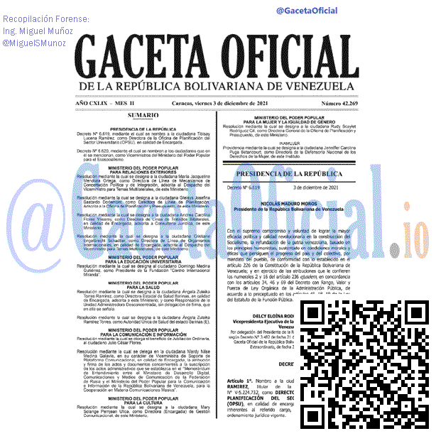 Gaceta Oficial 42269 del 3 diciembre 2021