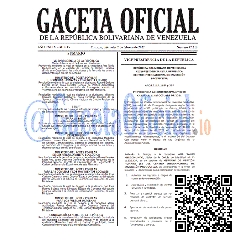 Gaceta Oficial 42310 del 2 febrero 2022